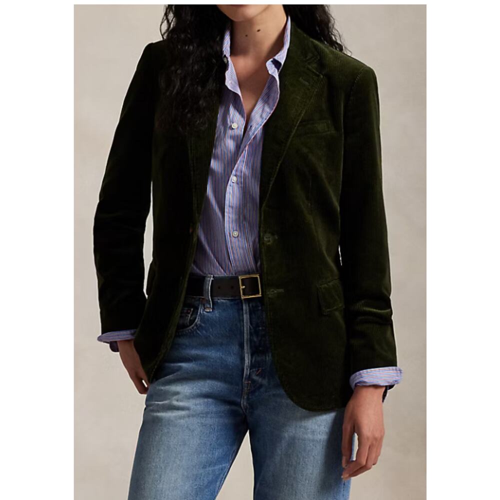 Lauren Ralph Lauren Womens Corduroy Blazer Dark Brown Size M Petite